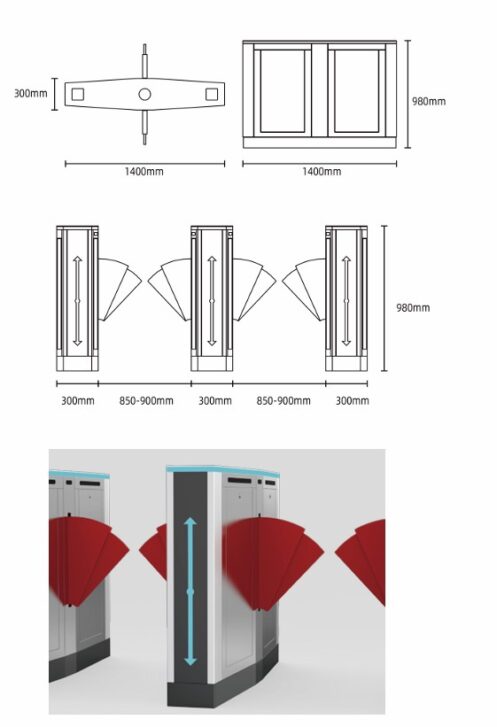 Double Wings Flap Turnstile- ZT966B - Image 3